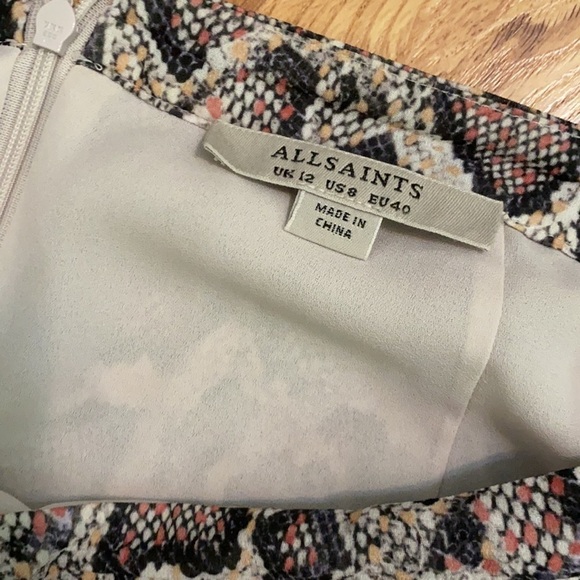 All Saints / snakeskin print Rhea Masala asymmetric midi Skirt UK 12 US 8 - Picture 3 of 4